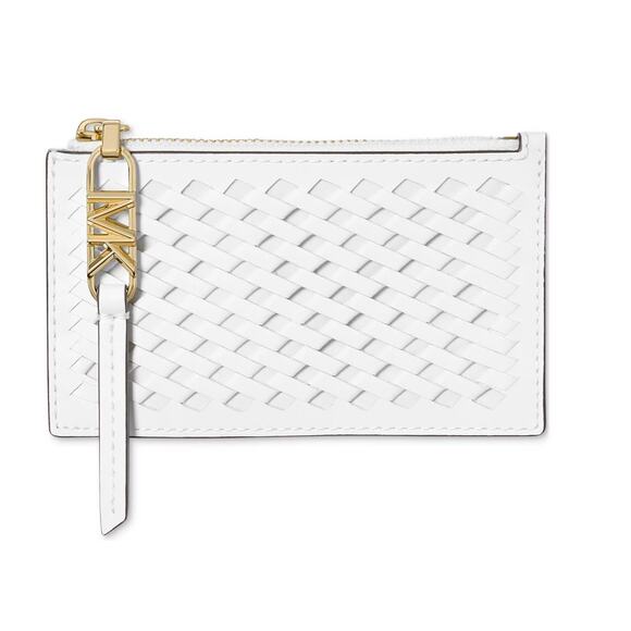 RETAIL $98 MICHAEL KORS Empire Small Zip Card Case*White*BRAND-NEW w/Tags - Picture 1 of 3